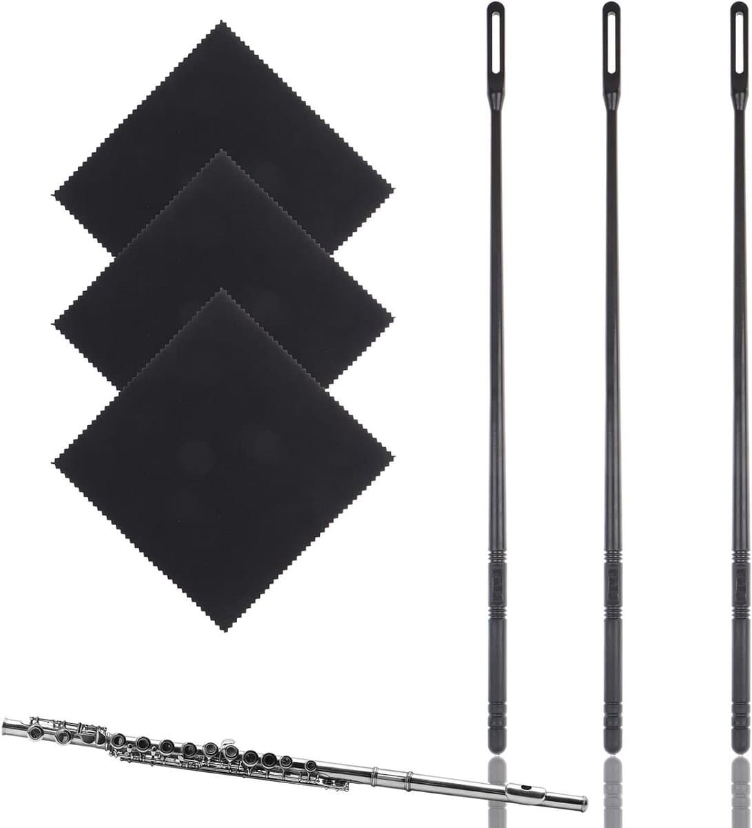 Fluit Reinigingsset - Fluit Cleaner Kit - Mondharmonica Onderhoud - Gladde Kunststof Staaf - 345 cm Staaf - Zwart — afbeelding 1
