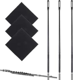 Fluit Reinigingsset - Fluit Cleaner Kit - Mondharmonica Onderhoud - Gladde Kunststof Staaf - 345 cm Staaf - Zwart — thumbnail 1