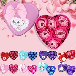 Zeep Bloem Geschenkdoos - Rozenboeket Cadeau - Romantische Sfeer - Handgemaakt Kwaliteit - 3 Bloemen - Roze — thumbnail 3