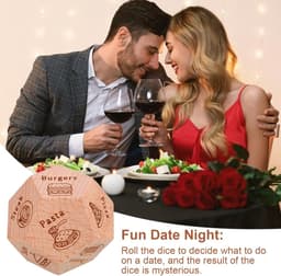 Avonddobbelstenen voor koppels - Date night dobbelstenen - Romantische avonden - Keuzes voor eten - 3 cm - Houtkleur — thumbnail 5