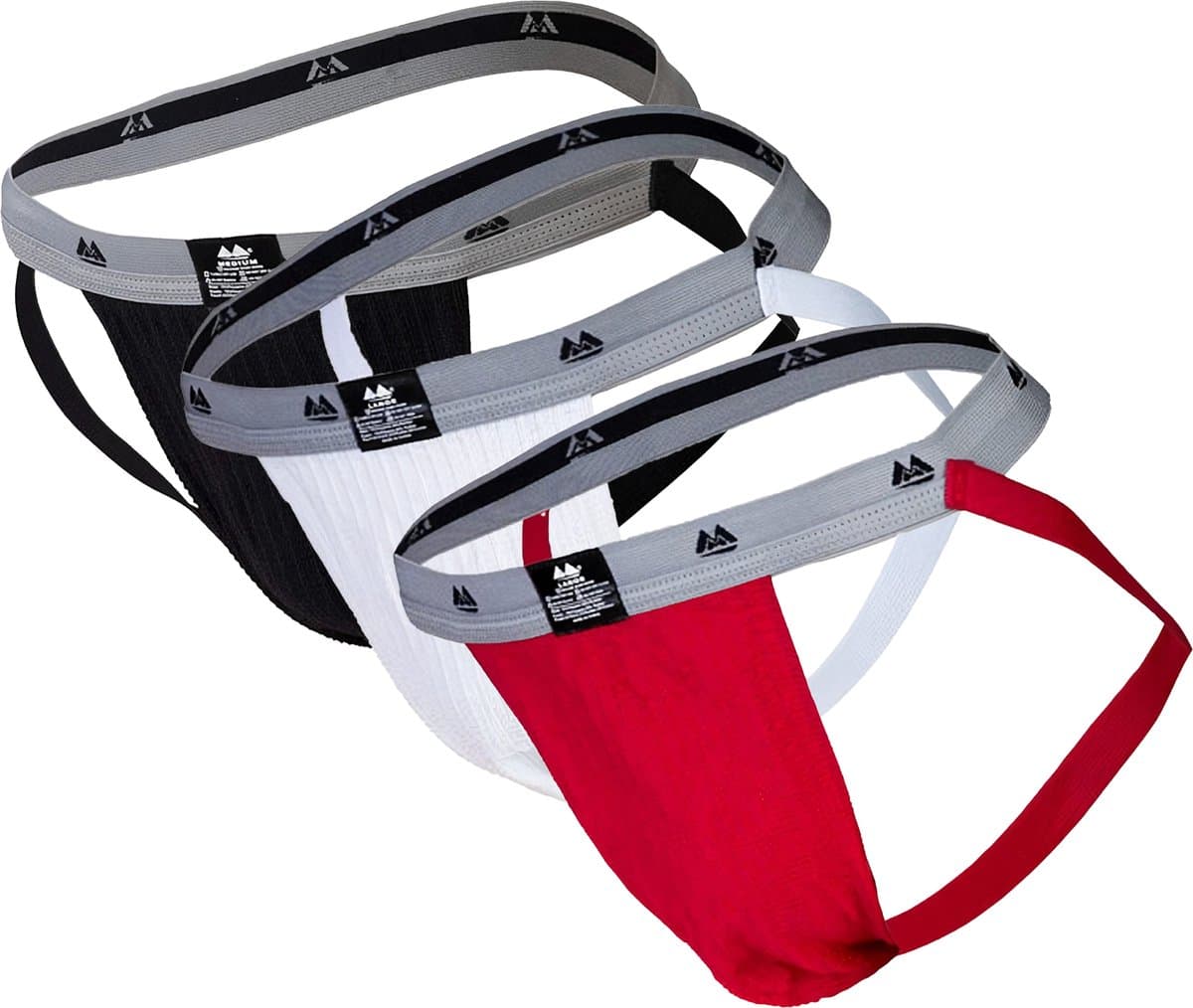 MM Sports The Original Swimmer/Jogger Jockstrap 1 inch Multipack 1x Black + 1x White + 1x Red - MAAT S - Heren Ondergoed - Jockstrap voor Man - Mannen Jock — afbeelding 1