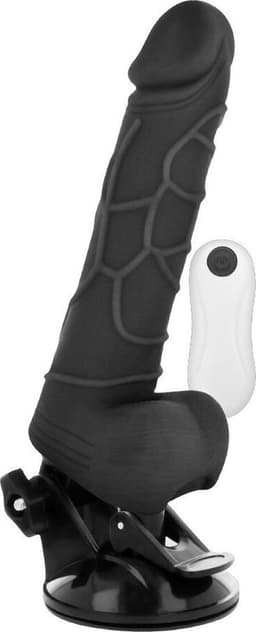 BASECOCK - VIBRADOR REALÍSTICO CONTROL REMOTO Black CON TESTÍCULOS 19.5 CM -O- 4 CM — thumbnail 1