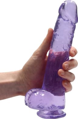 9" / 23 cm Realistic Dildo With Balls - Purple — thumbnail 9
