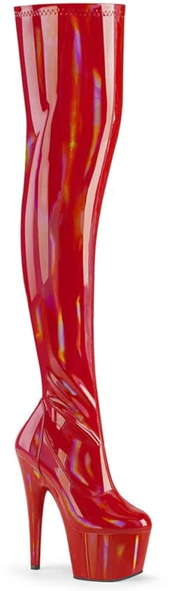 Pleaser - ADORE-3000HWR Plateau Overknee Laarzen - Paaldans schoenen - 40 shoes - Rood — thumbnail 1