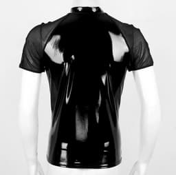 Latex wetlook shirt mannen - Transparante schouders - Ritssluiting - Glanzend - BDSM - Club — thumbnail 2