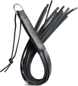 ZADO - Lederen Flogger Zweep met Stevige Striemen en D-ring – Zwart — thumbnail 1