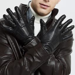 Men's winter genuine sheepskin leather warm gloves cashmere or wool lining - ShopVlot — thumbnail 4