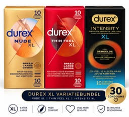Durex XL Condoom Variatiebundel – Nude XL + Thin Feel XL + Intensity XL – 30 Condooms – 3x 10 Stuks — thumbnail 2