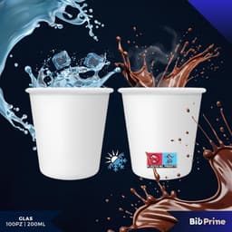 Bio Prime - Pack of 100 - Paper Water Cups 200 ml - Biodegradable Cups - for Hot Drinks, Water and Drinks - ShopVlot — thumbnail 5