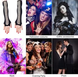 Distressed Glove, Black Punk Ripped Torn Gloves, Fingerless Mesh Gloves, Costume Handschoenen voor Cosplay Halloween — thumbnail 4