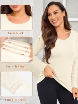 Thermo Shirt Dames Ronde Hals Fleece Lange Mouw Thermische Top Dames Thermo Ondershirt voor Slanke Pasvorm en Warmt — thumbnail 5