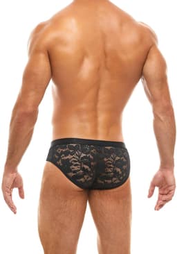 MODUS VIVENDI Floral Lace Classic Brief Black - MAAT M - Erotisch Heren Ondergoed - Slip voor Man - Sexy mannen Slip — thumbnail 6