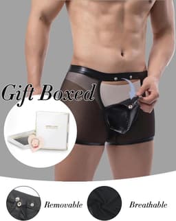 Sexy Kunstleren Boxershorts voor Heren - Wetlook en Transparante Slip met Open Kruis — thumbnail 2