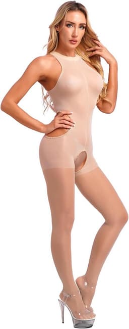 Doorzichtige naadloze bodysuit voor dames zonder mouwen, sport en clubwear — thumbnail 3