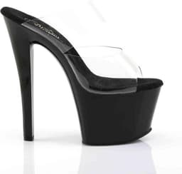 Pleaser - SKY-302 Muiltjes - Paaldans schoenen - 38 Shoes - Zwart/Transparant — thumbnail 5