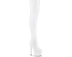 Pleaser - ADORE-3000HWR Plateau Overknee Laarzen - Paaldans schoenen - 40 shoes - Wit