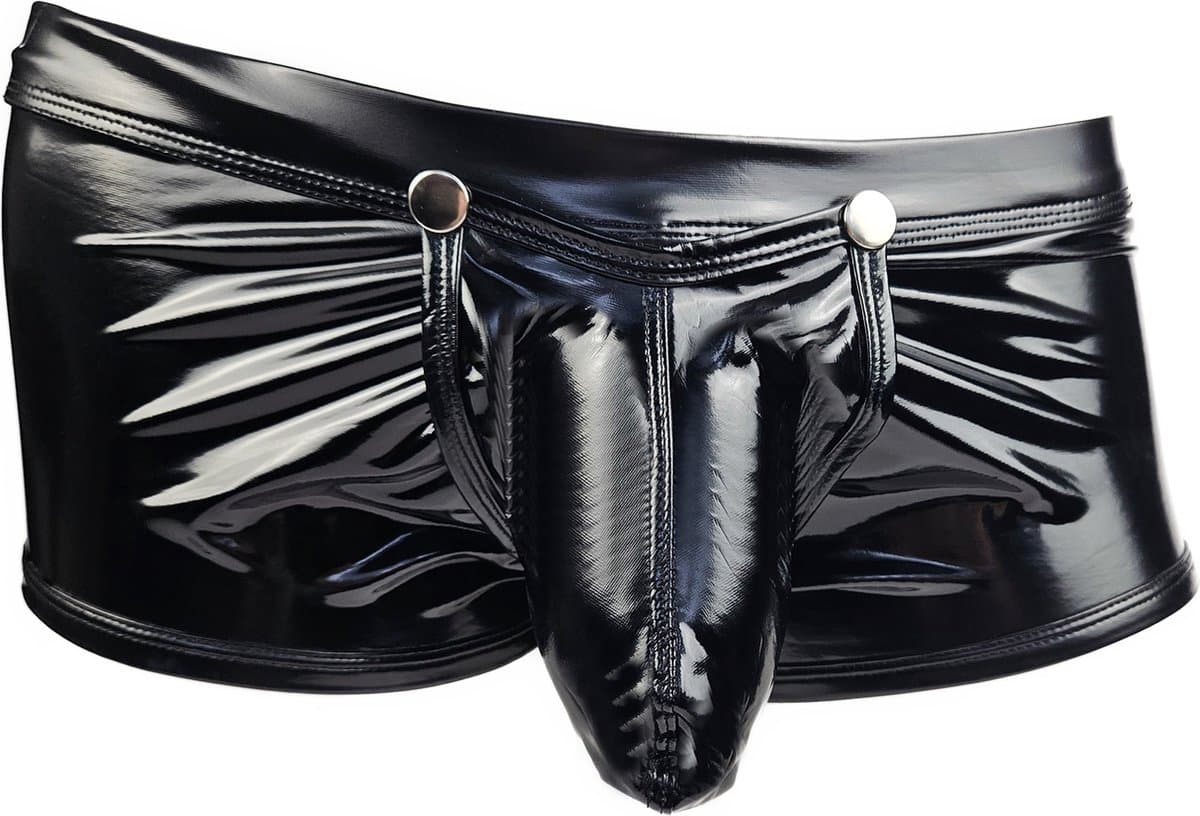 BamBella ® - Boxer short Maat M Datex Zwart (Latex en stof SM kleding BDSM kruisloos erotische heren kleding — afbeelding 1