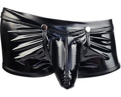 BamBella ® - Boxer short Maat M Datex Zwart (Latex en stof SM kleding BDSM kruisloos erotische heren kleding