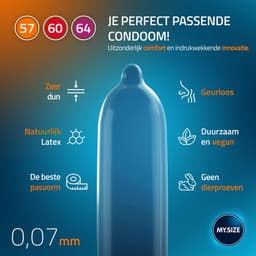 MY.SIZE Classic Premium Condooms proefpakket van 3 I Breedtes van 57, 60, 64mm I 3x3 stuks extra dun I realistisch gevoel ultra zacht I dunne wanddikte van 0,07mm I veganistisch — thumbnail 3