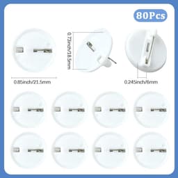80 stuks blanco broche basispin badge blanks 1,85 cm witte plastic platte ronde schijfknop Corsage reversspeldjes omlijsting trays cabochon instellingen voor sieraden maken doe-het-zelf — thumbnail 5