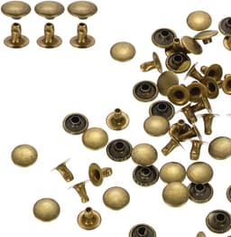200 sets 8 mm lederen klinknagels, enkele doppen, holle klinknagels, koolstofstaal, ronde kop, snaps, buisvormige metalen pennen voor riem, decoratie, kleding, doe-het-zelf handwerk (bruin) — thumbnail 1