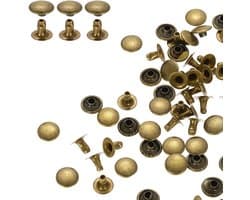 200 sets 8 mm lederen klinknagels, enkele doppen, holle klinknagels, koolstofstaal, ronde kop, snaps, buisvormige metalen pennen voor riem, decoratie, kleding, doe-het-zelf handwerk (bruin)