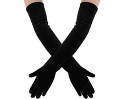 Dailygoods- Fluwelen Handschoenen 53 cm - Lange Handschoenen - Elegante Operahandschoenen - Bruiloftshandschoenen - Geschikt voor Formele Kleding - Perfect voor Gala/Ceremonie - Opera Handschoenen