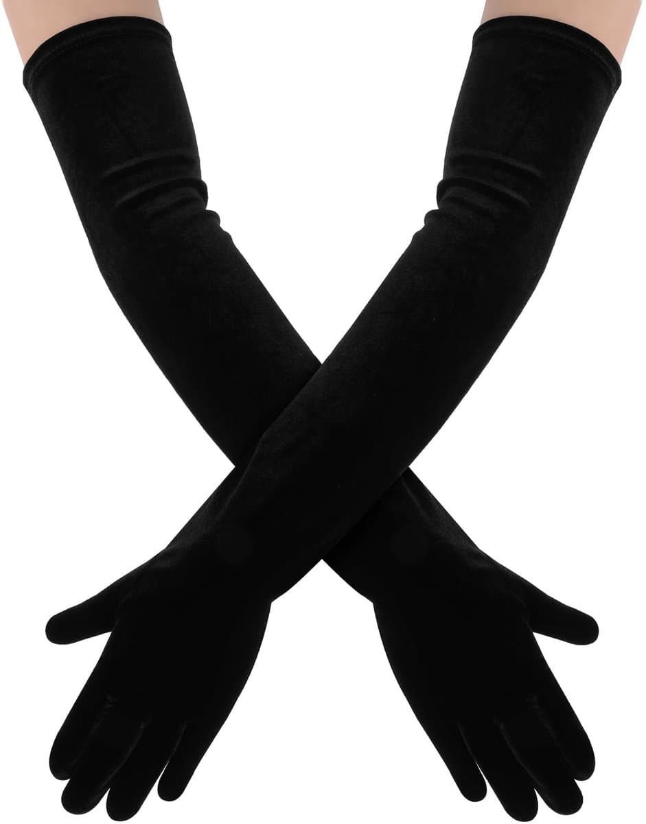 Dailygoods- Fluwelen Handschoenen 53 cm - Lange Handschoenen - Elegante Operahandschoenen - Bruiloftshandschoenen - Geschikt voor Formele Kleding - Perfect voor Gala/Ceremonie - Opera Handschoenen — afbeelding 1