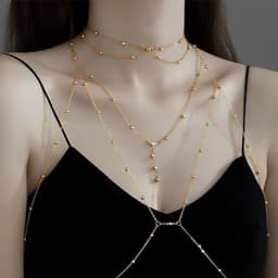 Bh Body Chain met halsketting, kristal lichaamsketting goud en zilver bikini ketting borstketting accessoires sexy kruis borstketting geschikt voor vrouwen voor feestjes en nachtclubs — thumbnail 5