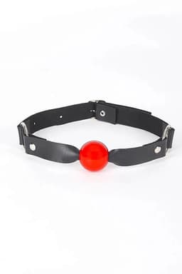 Rode mondball ball gag met Kunstleer Standaard Maat Handgemaakt — thumbnail 1
