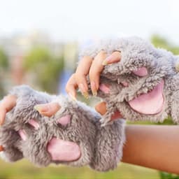 Fleece Gloves Women Cat Paw Gloves Fingerless Faux Fur Winter Warm Fingerless Gloves Cute Cosplay Gloves Cartoon - ShopVlot — thumbnail 4