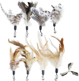 8 stuks kattenveren, reservespeelgoed voor katten zonder chemische kleurstoffen, inclusief navullingen voor natuurlijke kattenveren, met 1 windmolen van bamboelibellen — thumbnail 1