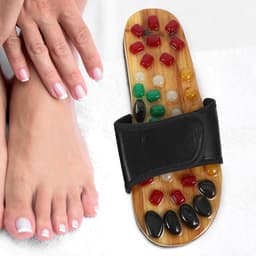 Voetmassage Sandalen - Massageslippers Acupunctuur - Voetverzorging Ontspanning - Natuurlijke Jade Kasseien - 28 x 10 x 35 cm - Zwart — thumbnail 2
