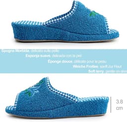 Pantoffels voor dames, badstof, open sleehak, pantoffels, kurk, comfortabele seniorenschoenen, zomer, zacht, licht, orthopedisch, borduurwerk — thumbnail 2