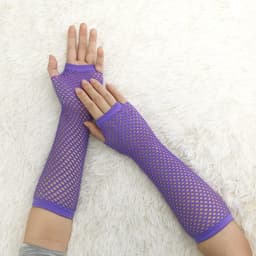 'Elastische Visnet Vingerloze Arm Warmers Handschoenen voor Vrouwen - Zwart - One Size' — thumbnail 3