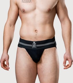 MM Sports The Original No. 10 Swimmer/Jogger Jockstrap 3 inch Black - MAAT M - Heren Ondergoed - Jockstrap voor Man - Mannen Jock — thumbnail 8