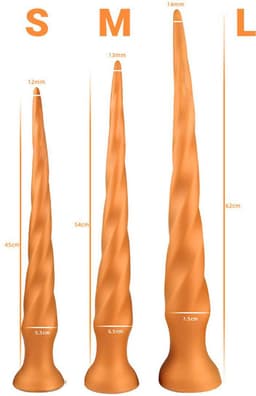 Gold Play - Extra Lange Anaal Dildo - Zachte Siliconen - Twist - Maat S — thumbnail 5
