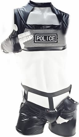BNDGx® Sexy Cosplay Rollenspel kleding - Onesize - outfit heren Politie zwart wit set — thumbnail 6
