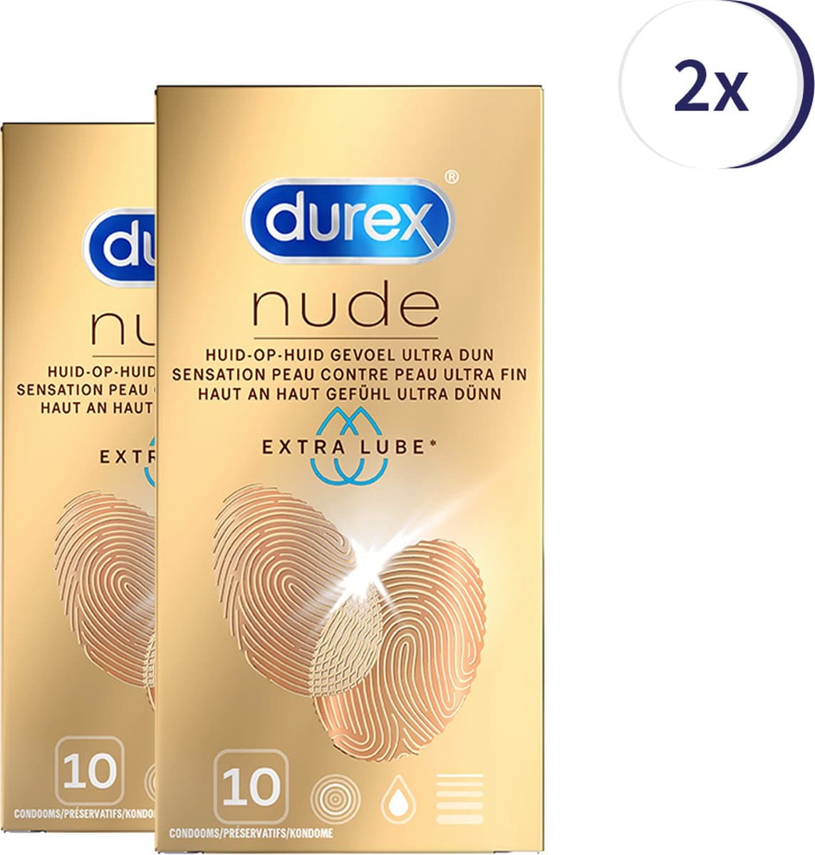 Durex Condooms Nude Extra Lube 10st - 2 Stuks - Voordeelverpakking — afbeelding 1