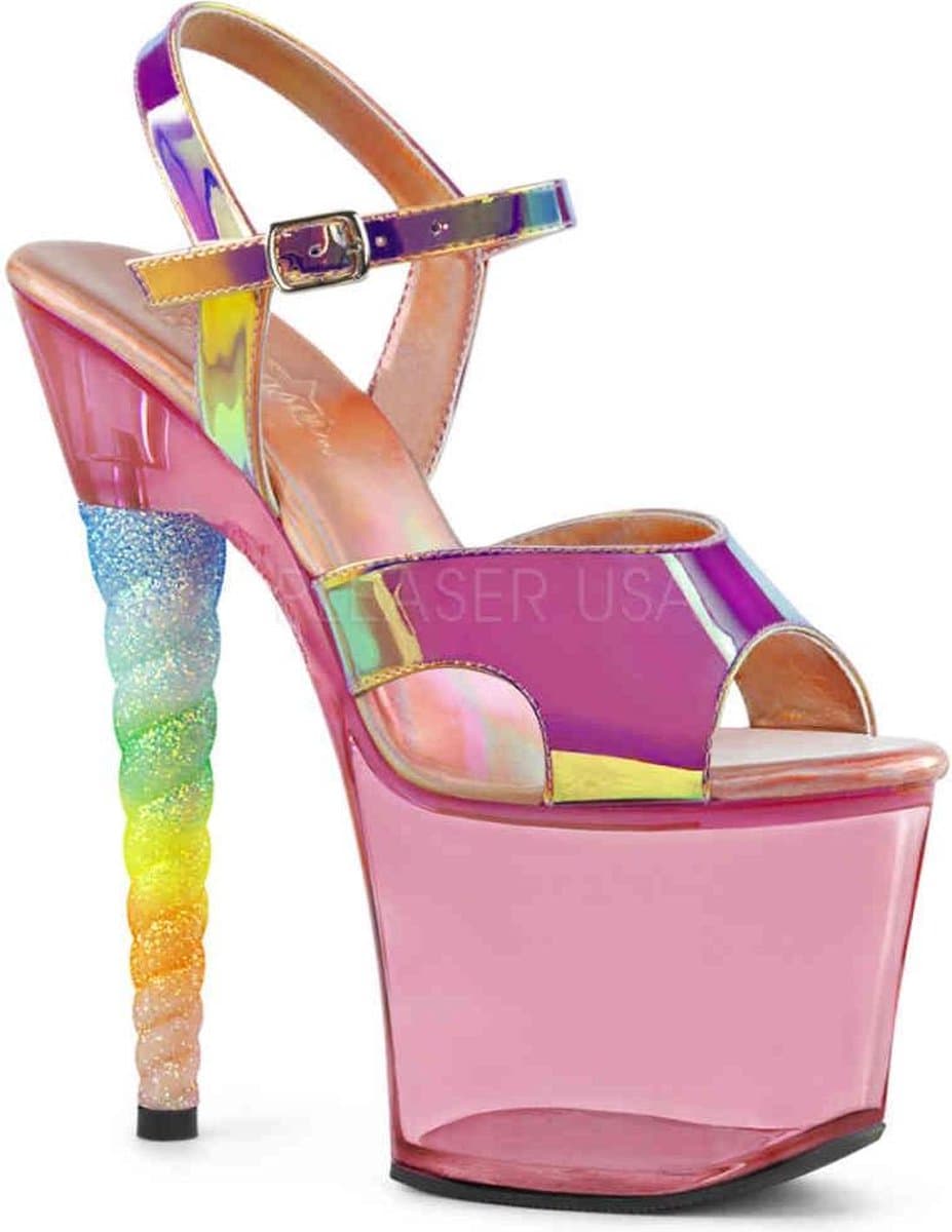 Pleaser - UNICORN711T Sandaal met enkelband, Paaldans schoenen - Paaldans schoenen - 37 Shoes - Roze — afbeelding 1