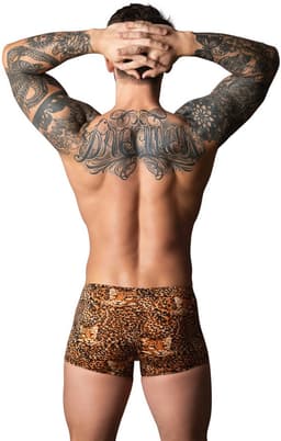 Male Power Sexy Pouch Short met Zwarte penisring - M - Luipaard - Bruin — thumbnail 2