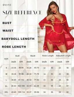 Dames babydoll nachtkleding set - Rode kant lingerie met strik - XXL — thumbnail 5