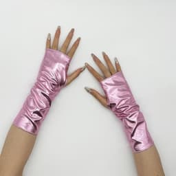 Lange Glanzende Netkousen Handschoenen voor Cosplay en Feest — thumbnail 3