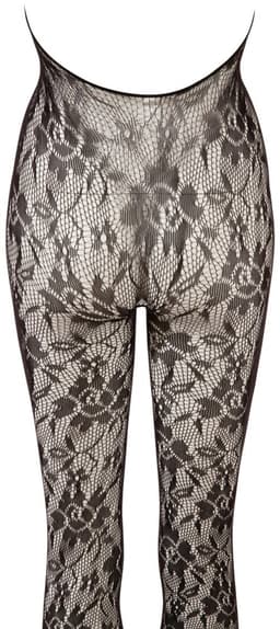 Mandy Mystery Lingerie –  Catsuit Open Kruis met Kanten Motief en Lage Decolleté voor Spanning – Maat S/M – Zwart — thumbnail 2