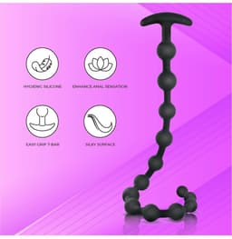 NMC 19 inch geribbeld siliconen anale kralen - Zwart - 48.3 cm — thumbnail 5
