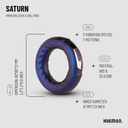 Hueman - Saturn - Vibrerende Cock- en Ball Ring - Oplaadbaar - Waterproof - Zacht Siliconen - Seksspeeltjes - Penisring - Cockringen - Cockring Vibrerend - Sex Toys voor Mannen - Cock Ring - Paars — thumbnail 13