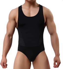 Heren Bodysuit - Ondergoed Singlet - Dagelijks Comfort - Vormgevend Effect - Zwart — thumbnail 3