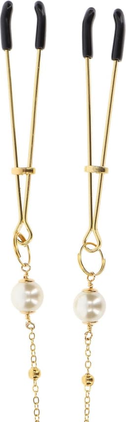 Taboom - Tweezers Pearl & Deluxe Chain - Bondage / SM Nipple clamps Goud — thumbnail 4