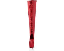 Pleaser - DELIGHT-3019 Plateau overknee Laarzen - US 5 - 35 Shoes - Rood — thumbnail 4