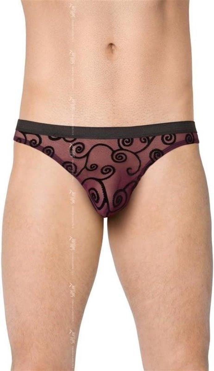 Softline Collection - sexy kanten herenslip zwart/ paars XL — afbeelding 1